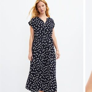 NWT Loft Bee Side Tie Midi Dress